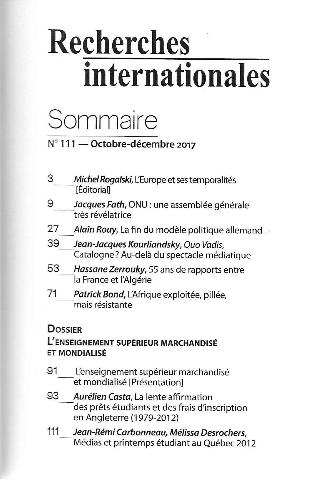 RI 111 (2) Sommaire